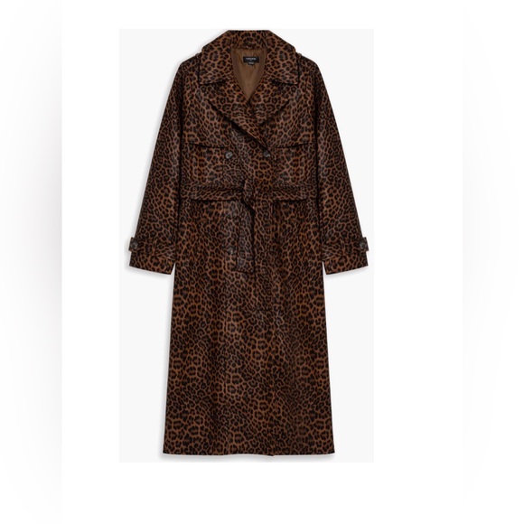 Leopard Print Leather Trench Coat - Picture 4 of 5